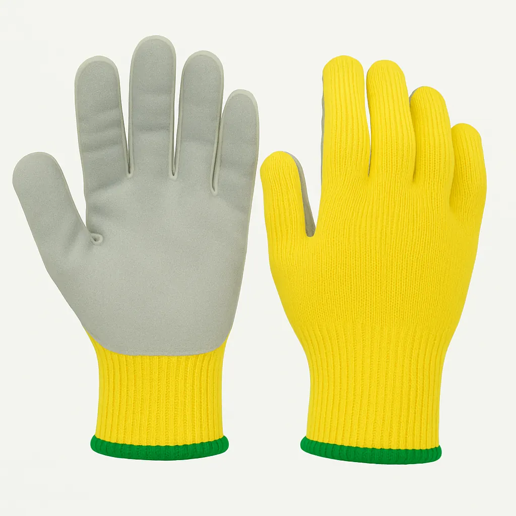 10G ANSI A5 cut resistant leather palm fingers glove metal fabrication heavy handling