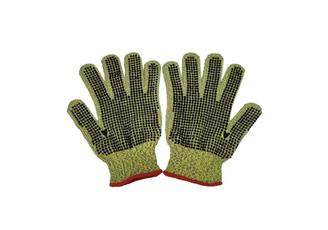 7G cut resistant steel wire PVC dot grip glove general manufacturing EN388