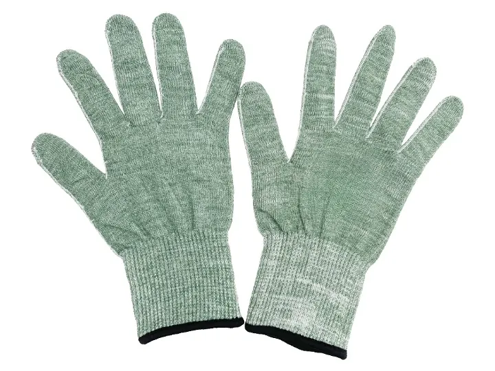 13G ANSI A6 cut resistant uncoated green glove liner metal fabrication EN388