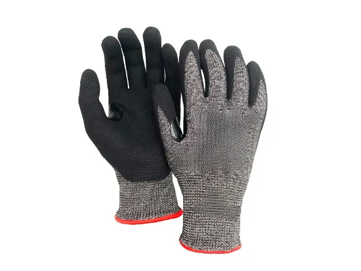 10G ANSI A6 cut resistant glove nitrile scrub reinforced thumb EN388 EN407
