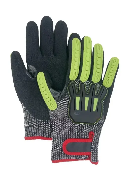 13G ANSI A5 impact glove nitrile scrub TPR cut puncture resistant