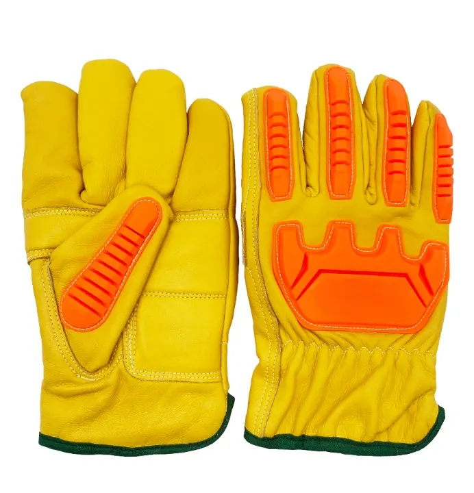 7G ANSI A5 leather TPR impact glove cut puncture resistant heavy industry