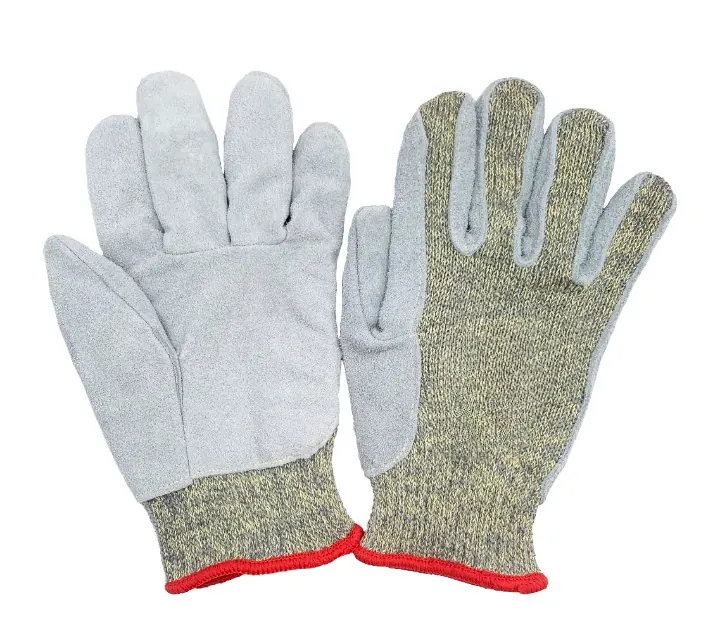 7G ANSI A6 cut resistant leather palm fingers reinforced thumb metal fabrication