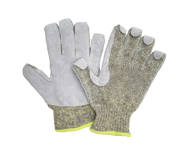 7G ANSI A6 cut resistant leather wrapped fingers EN407 heat resistance welding