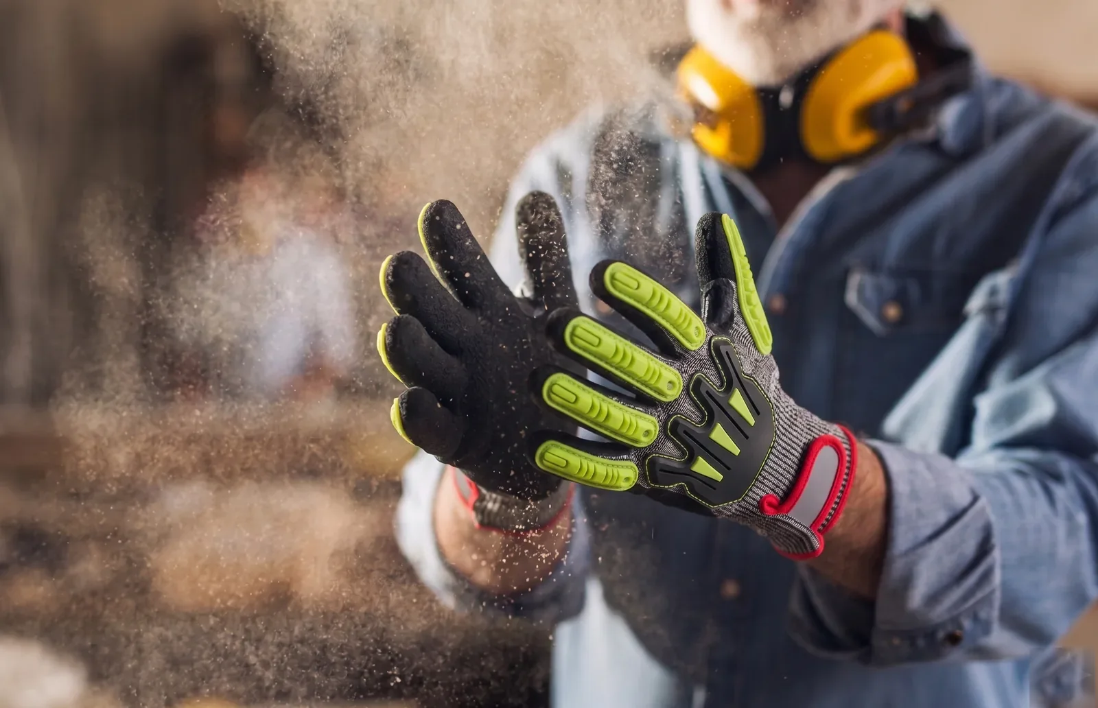 Impact and Back-of-Hand Gloves in use